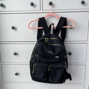 Black Kipling Backpack with Gold Hardware